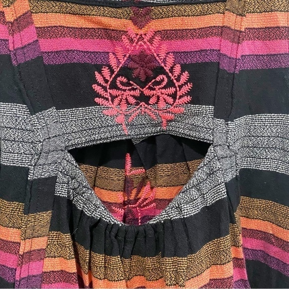 FREE PEOPLE Vintage Stripe Swing Tank Boho Hippie Embroidered Folklore Size XS - Picture 6 of 10